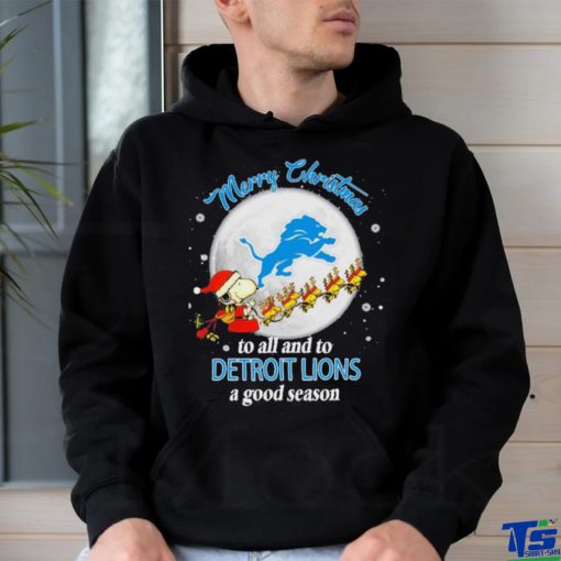 Santa Snoopy & Woodstock Reindeer Merry Christmas To All And To Detroit Lions A Good Season Shirt