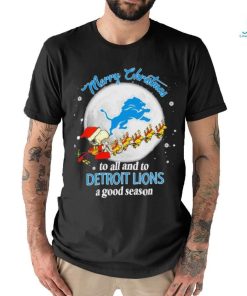 Santa Snoopy & Woodstock Reindeer Merry Christmas To All And To Detroit Lions A Good Season Shirt