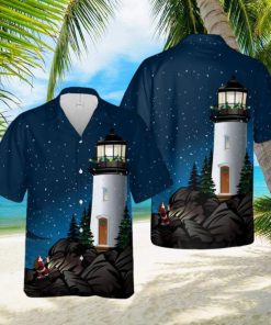 Santa climbing cliffs to lighthouse Hawaiian Shirt