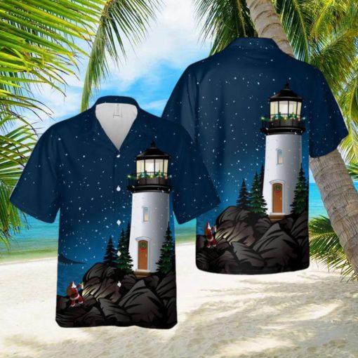 Santa climbing cliffs to lighthouse Hawaiian Shirt