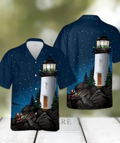 Santa climbing cliffs to lighthouse Hawaiian Shirt