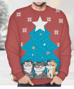 Santa's Favorite Cat Mom Dad Christmas Gift For Cat Lovers Personalized Unisex Ugly Sweater