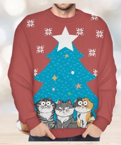 Santa's Favorite Cat Mom Dad Christmas Gift For Cat Lovers Personalized Unisex Ugly Sweater