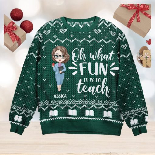 Santa’s Favorite Teacher   Personalized Ugly Sweater   Christmas, Birthday, Funny Gift For Teacher