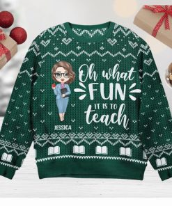 Santa's Favorite Teacher Personalized Ugly Sweater Christmas, Birthday, Funny Gift For Teacher