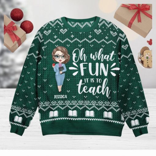 Santa’s Favorite Teacher   Personalized Ugly Sweater   Christmas, Birthday, Funny Gift For Teacher