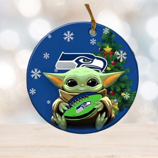 Seattle Seahawks Baby Yoda NFL Christmas Ornaments