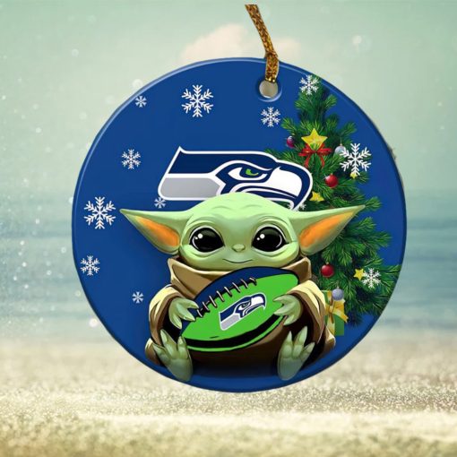 Seattle Seahawks Baby Yoda NFL Christmas Ornaments