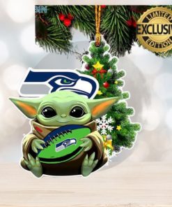 Seattle Seahawks Baby Yoda NFL Christmas Tree Decorations Ornament