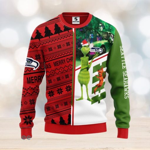 Seattle Seahawks Grinch & Scooby Doo Christmas Ugly Sweater