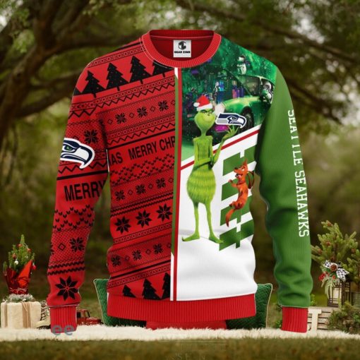 Seattle Seahawks Grinch & Scooby Doo Christmas Ugly Sweater