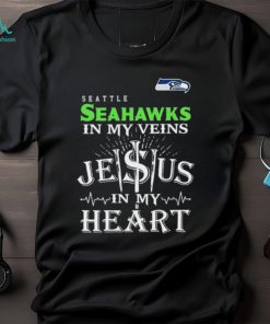 Seattle Seahawks Logo 2023 In My Veins Jesus In My Heart shirt - Limotees