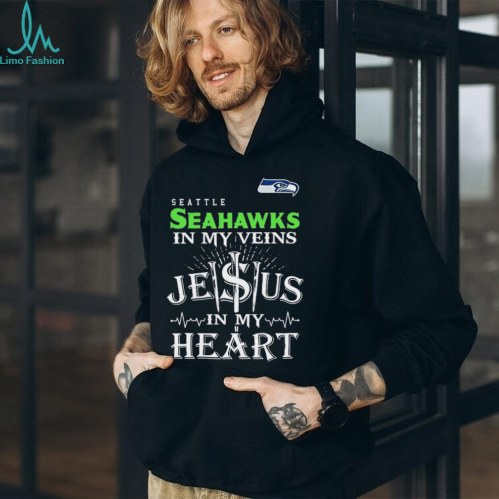 Seattle Seahawks Logo 2023 In My Veins Jesus In My Heart shirt - Limotees