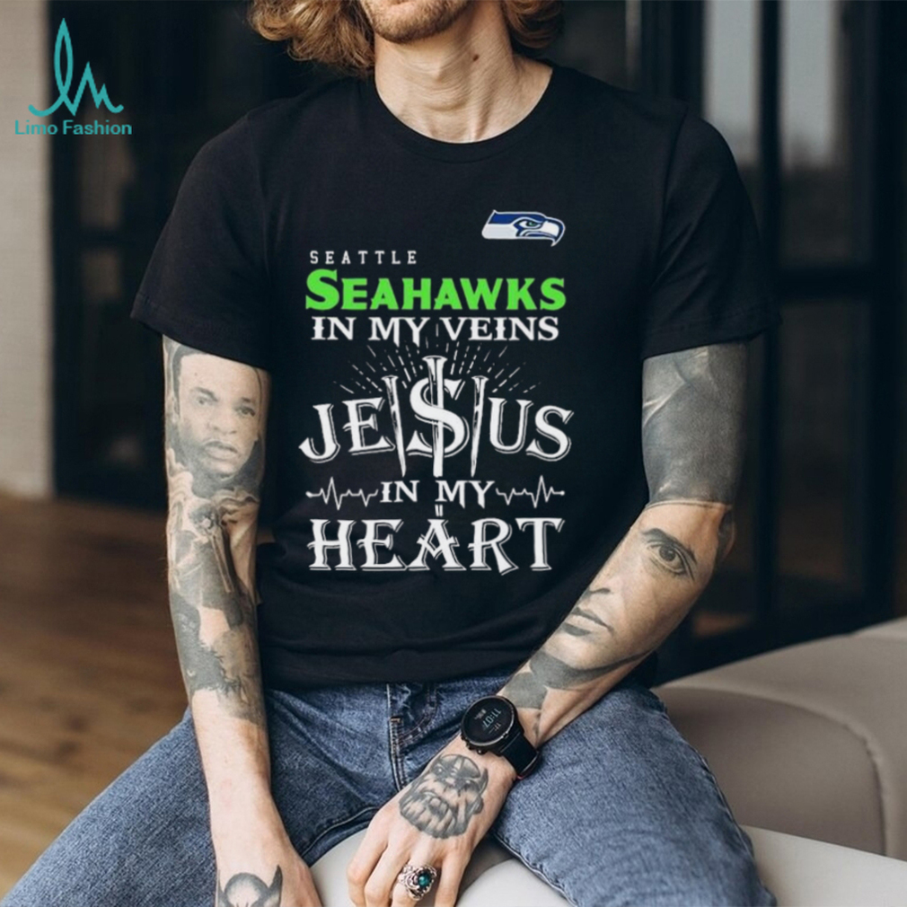 Seattle Seahawks Logo 2023 In My Veins Jesus In My Heart shirt - Limotees