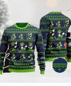 Seattle Seahawks Ugly Christmas Sweater Captain Mickey Mouse Thanksgiving Nice Gift For Everyone