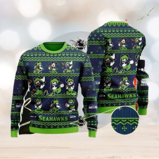 Seattle Seahawks Ugly Christmas Sweater Captain Mickey Mouse Thanksgiving Nice Gift For Everyone