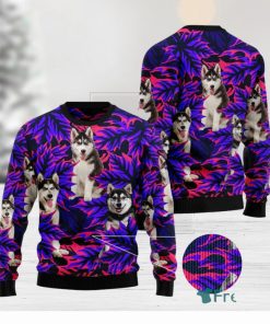 Siberian Husky Leaves Ugly 3D Sweater Gift For Men And Women