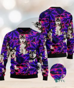 Siberian Husky Leaves Ugly 3D Sweater Gift For Men And Women