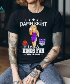 Slamson the Lion mascot damn right I am a Kings fan win or lose shirt