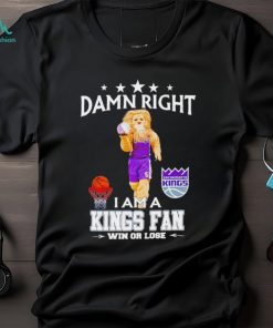 Slamson the Lion mascot damn right I am a Kings fan win or lose shirt