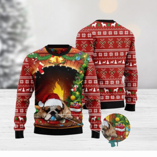 Sleeping Bulldog Christmas Ugly 3D Sweater Gift For Men And Women