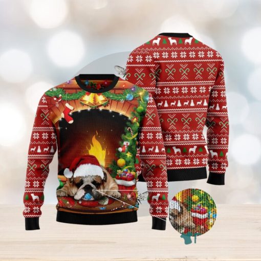 Sleeping Bulldog Christmas Ugly 3D Sweater Gift For Men And Women