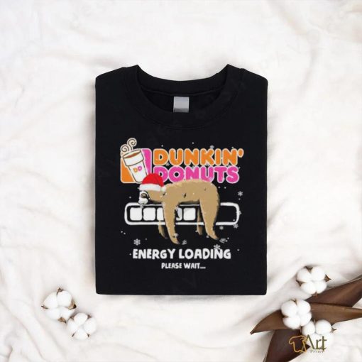 Sloth Santa dunkin’ donuts energy loading please wait shirt