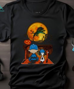 Snoopy And Charlie Brown Detroit Lions Sitting Under Moon Halloween 2023 T shirt