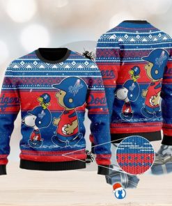 Snoopy And Charlie Brown Los Angeles Dodgers Ugly Sweater Christmas