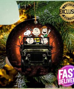 Snoopy And Friends Ride Jeep Halloween Funny Custom Name Christmas Decorations Ornament