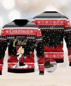 Snoopy Peanuts Christmas Begins With Christ Ugly Christmas Sweater