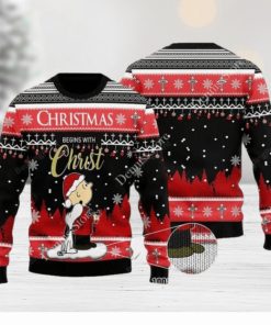 Snoopy Peanuts Christmas Begins With Christ Ugly Christmas Sweater