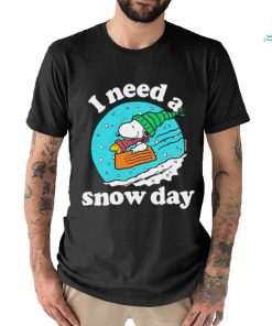 Snoopy and Woodstock I need a snow day Christmas t shirt