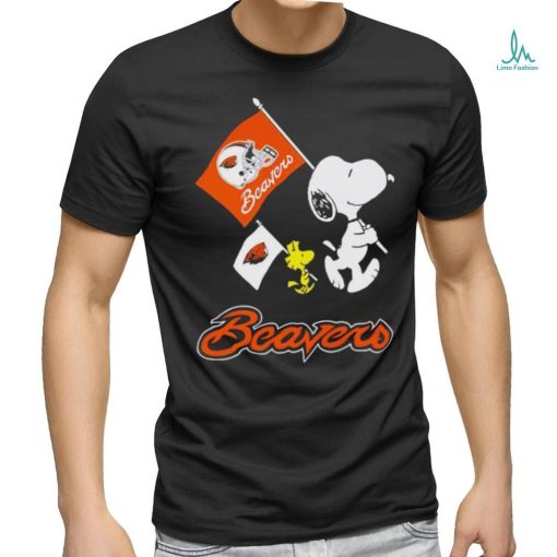 Snoopy and Woodstock Oregon State Beavers flag shirt