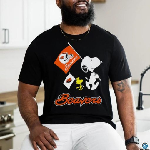 Snoopy and Woodstock Oregon State Beavers flag shirt