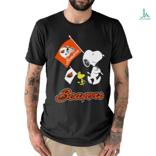 Snoopy and Woodstock Oregon State Beavers flag shirt