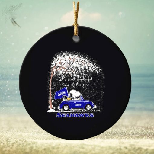 Snoopy and Woodstock Seahawks winter it’s most wonderful time of the year ornament