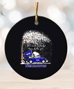 Snoopy and Woodstock Seahawks winter it’s most wonderful time of the year ornament