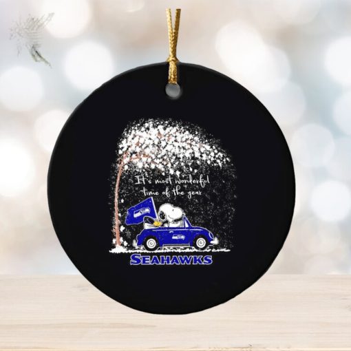 Snoopy and Woodstock Seahawks winter it’s most wonderful time of the year ornament