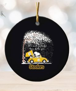 Snoopy and Woodstock Steelers winter it’s most wonderful time of the year ornament
