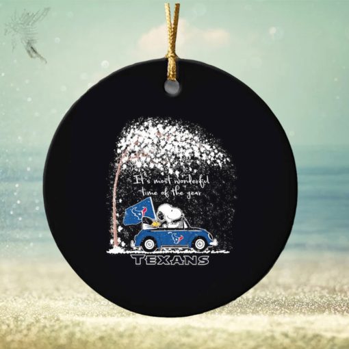 Snoopy and Woodstock Texans winter it’s most wonderful time of the year ornament