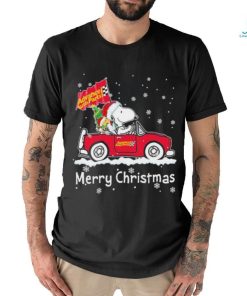 Snoopy and Woodstock drive car Advance auto parts merry christmas shirt