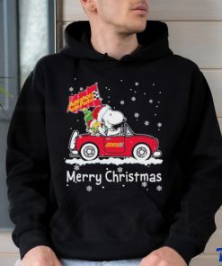 Snoopy and Woodstock drive car Advance auto parts merry christmas shirt