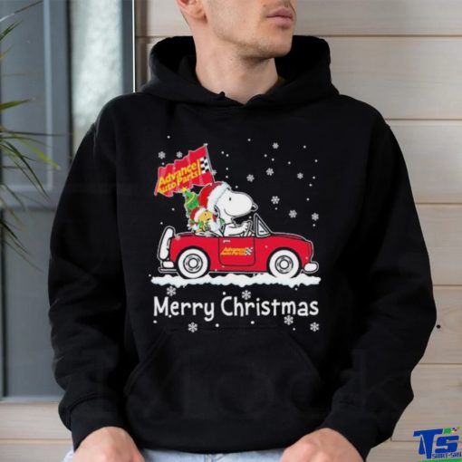 Snoopy and Woodstock drive car Advance auto parts merry christmas shirt