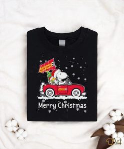 Snoopy and Woodstock drive car Advance auto parts merry christmas shirt