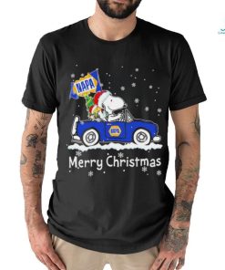 Snoopy and Woodstock drive car napa Merry Christmas shirt