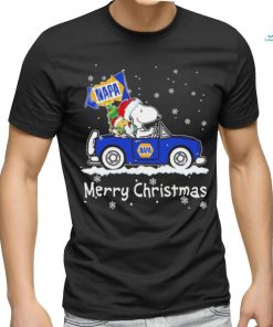 Snoopy and Woodstock drive car napa Merry Christmas shirt