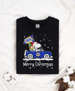 Snoopy and Woodstock drive car napa Merry Christmas shirt