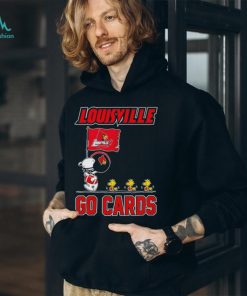 Snoopy and Woodstock holding flag Louisville go Cards shirt
