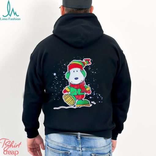 Snoopy walking in the snow Merry Christmas shirt